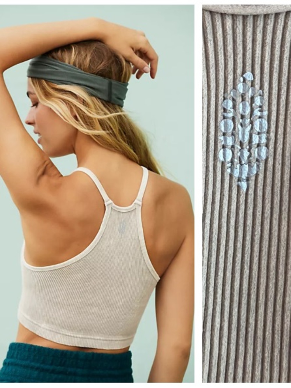 Free People FP Movement Tan Stone Eagle Happiness Runs Cropped Workout Tank M L